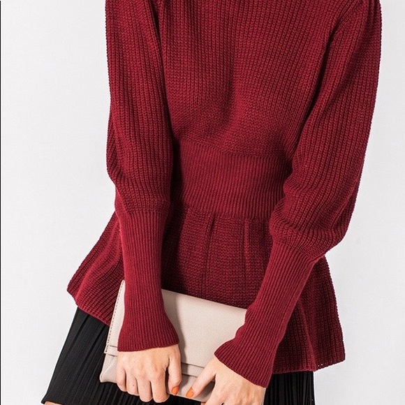 LAST 1-M ❤️Wine Color High Neck Sweater - Picture 4 of 8